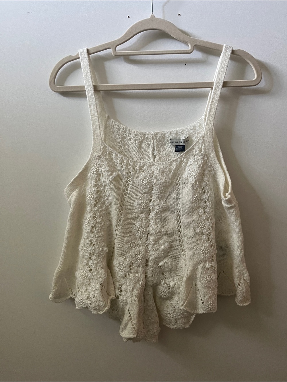 American Eagle Outfitters White Crochet Crop Top NWT M